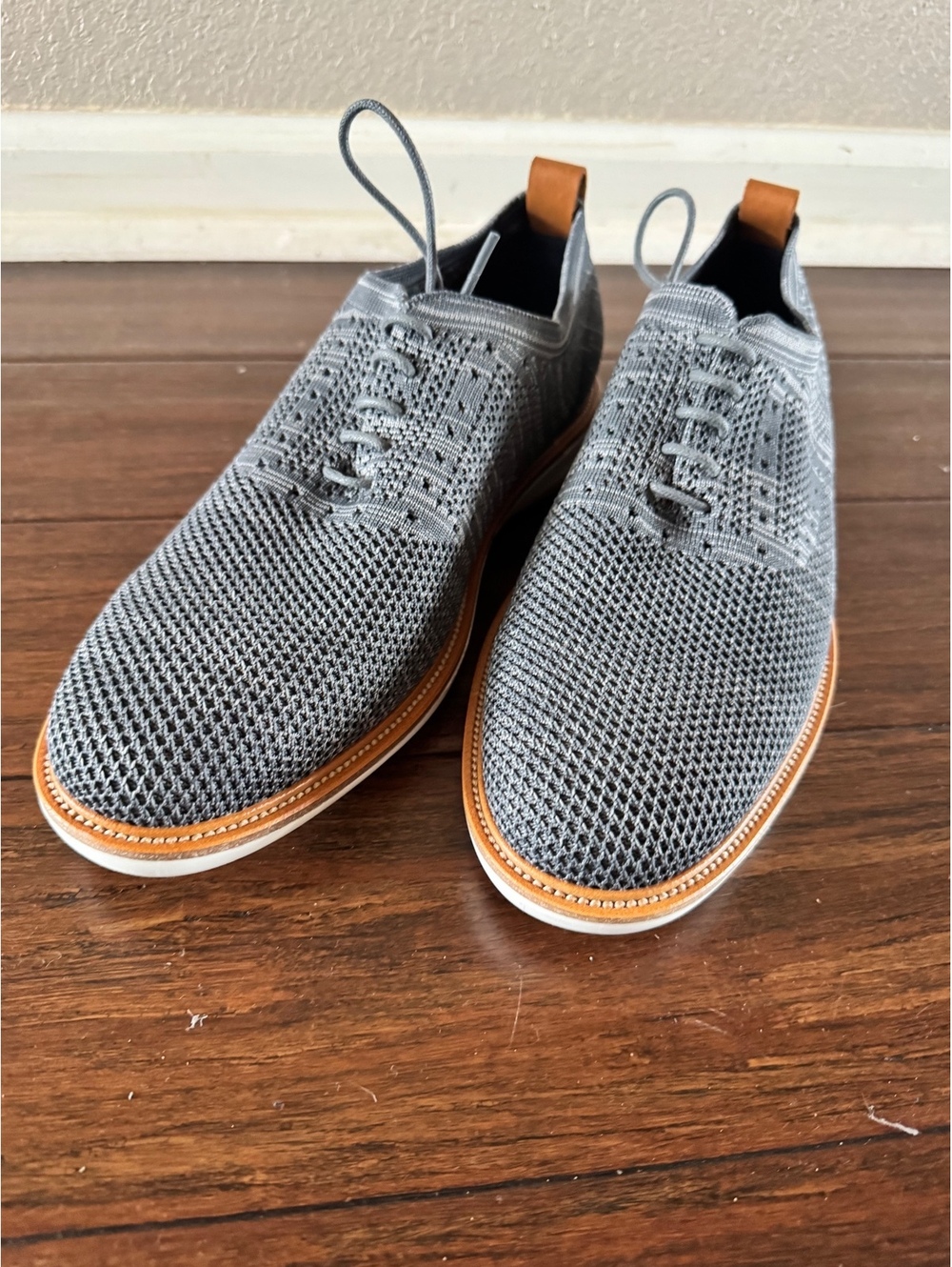 Restoration Men's Gray Knit Casual Shoes with Brown Accents